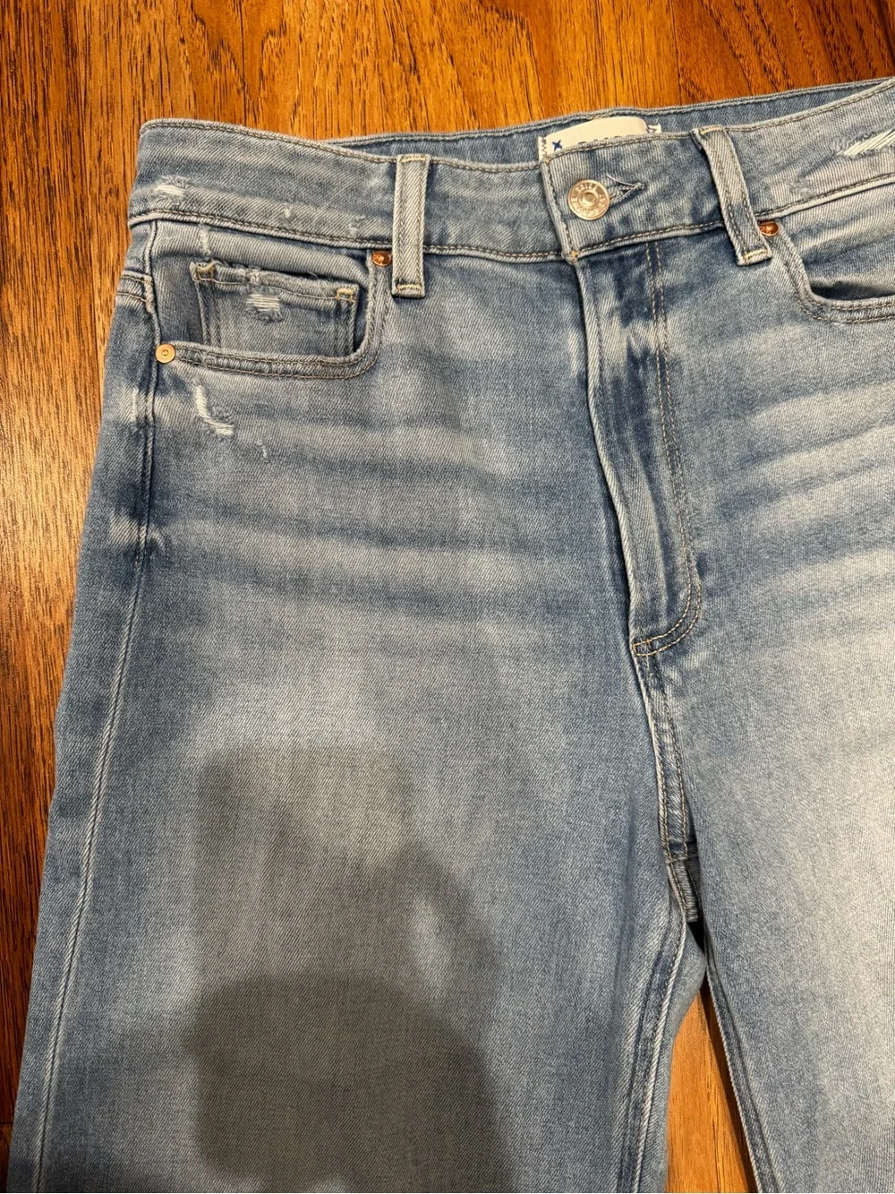 PAIGE Light Blue Raw-Hem Wide Leg Jeans - Picture 6 of 16